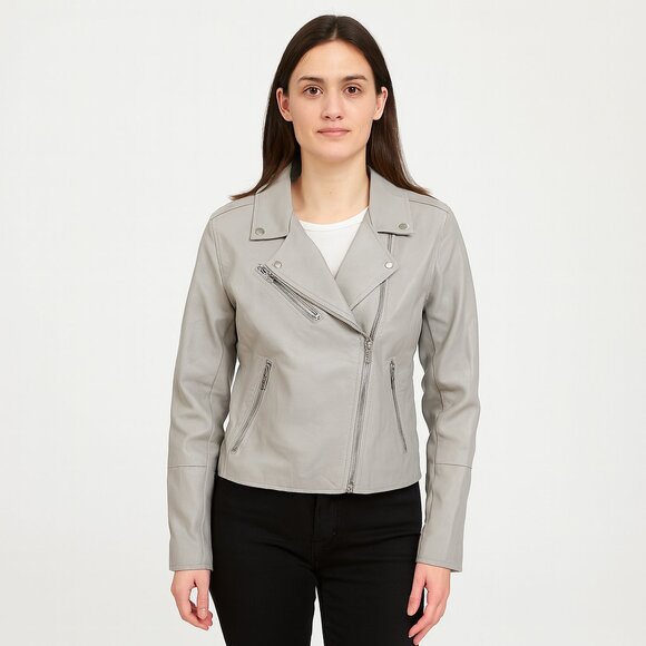 Blank NYC Jackets & Blazers - Blank NYC Grey Zip Bomber Faux Leather Size Large